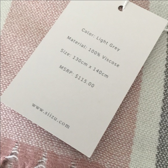 Boho Wrap w Fringe in Cream, Pink and Light Gray - Picture 4 of 5